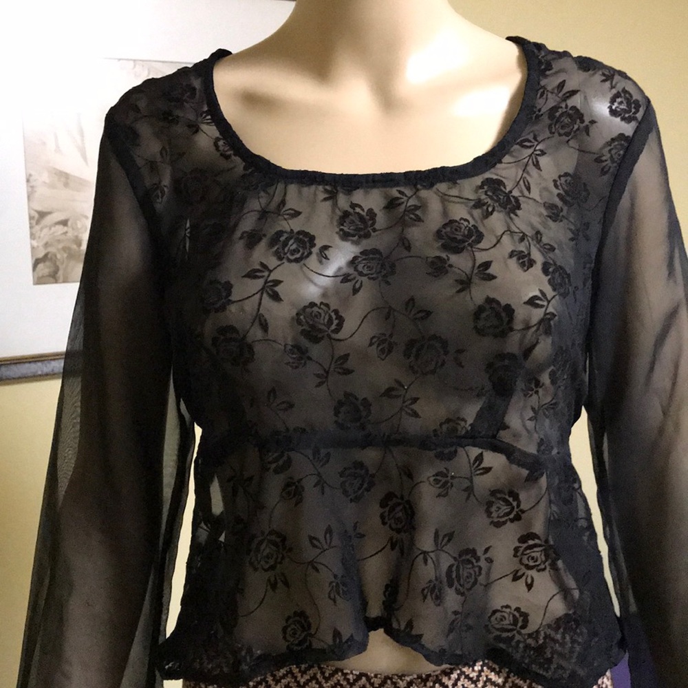 Rose print sheer top